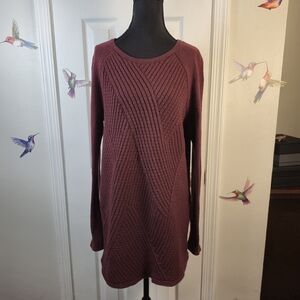 Lands' End Berry Chevron Tunic Sweater XL Wool Blend Dark Academia Fall